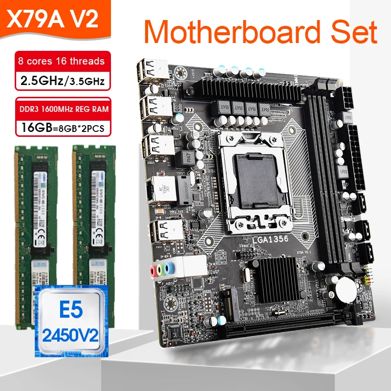 X79 motherboard LGA 1356 Set kit with Xeon E5 2450 V2 CPU 16GB (8GB*2) 1600MHz RAM Motherboard processor and memory kit x79