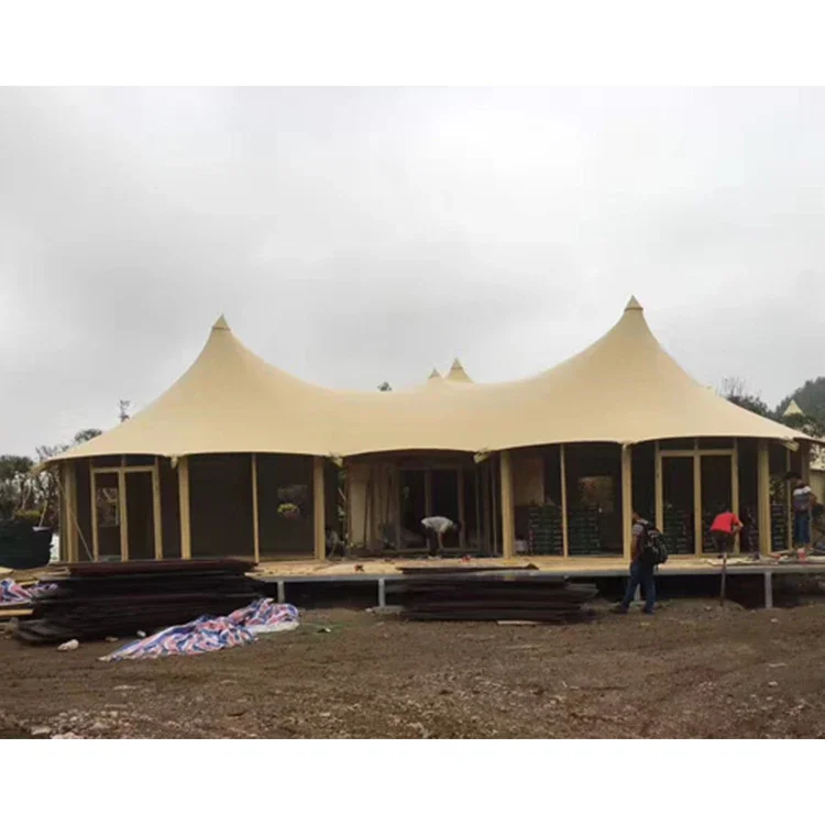 Luxury family resort safari tent luxury canvas glamping pvdf membrane structure room outdoor pod