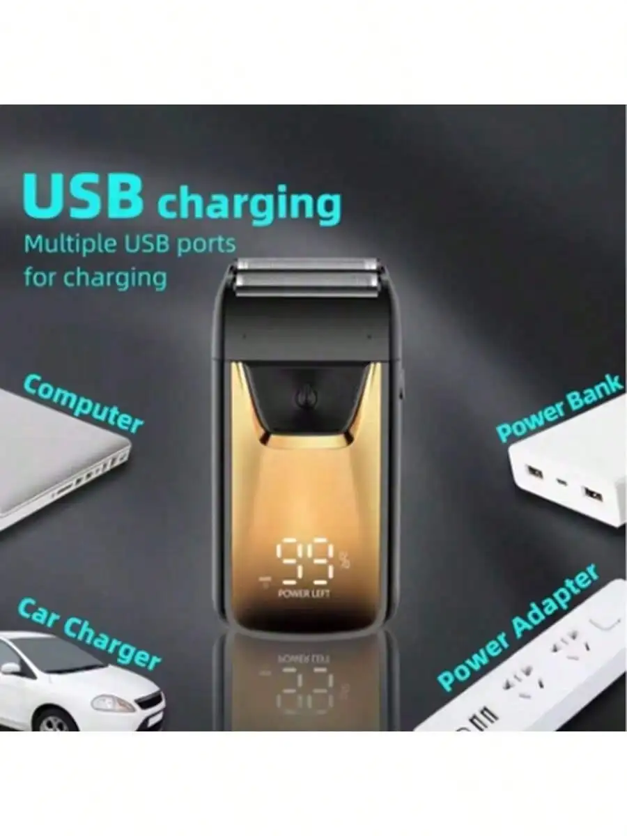 ماكينة حلاقة للشعر 2026 ذات شفرات مزدوجة ماكينة حلاقة كهربائية للرجال ماكينة حلاقة برأس أصلع مغلقة ، قابلة لإعادة الشحن #5