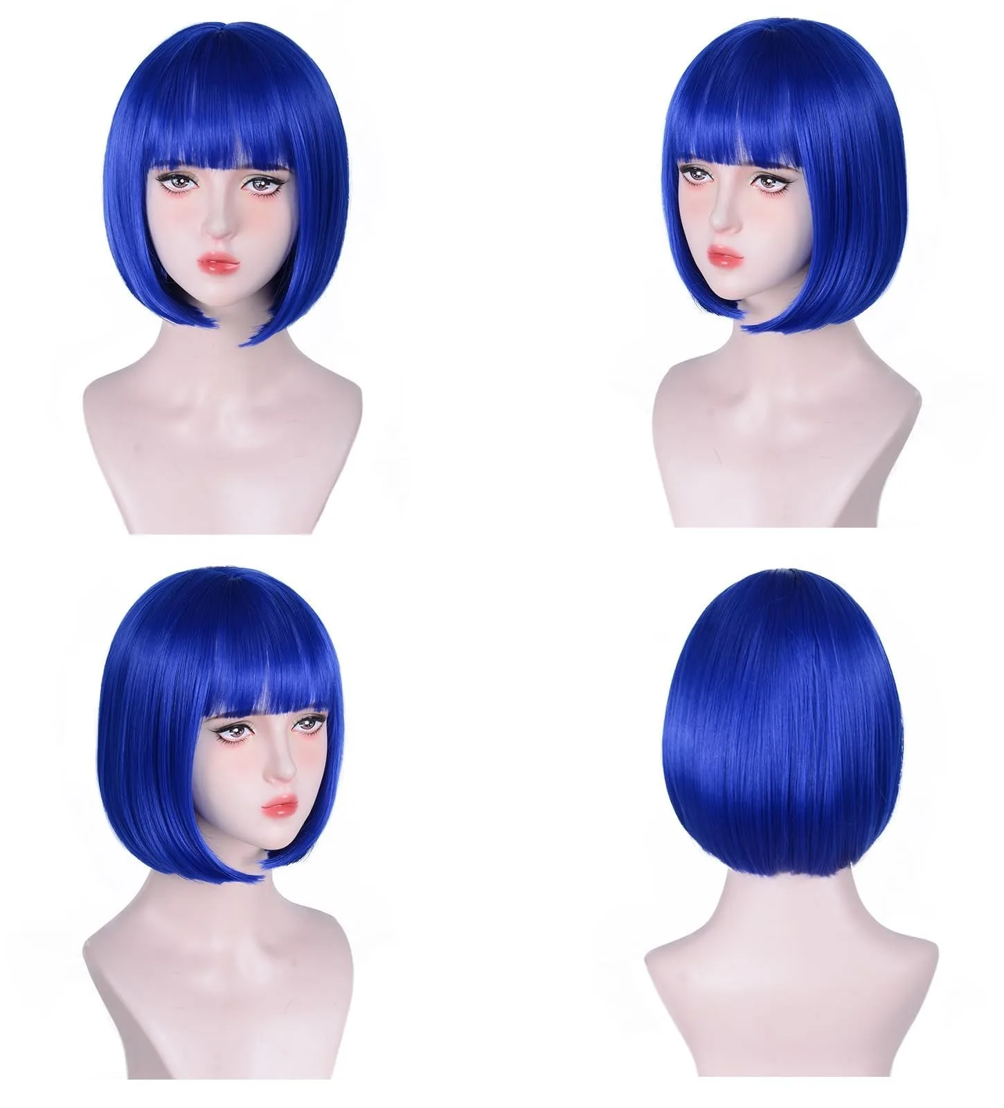 Short bob synthetic wig for Halloween cosplay wig for role-playing party or daily use hair accessory set