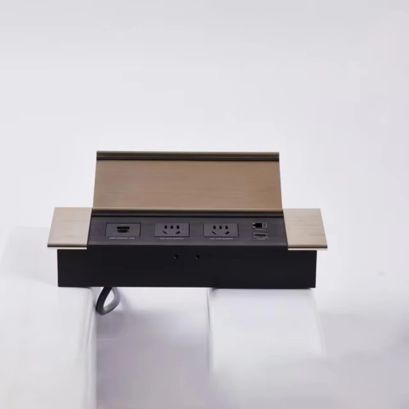 

Hidden desktop cassette for flipping conference table Pop-up socket with USB charger
