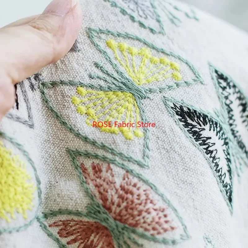 

3D Butterfly Embroidery Cotton Linen Fabric Cartoon Fabric Japanese Ins Sofa Curtain skirts, dress, blouse, tops, table cover,
