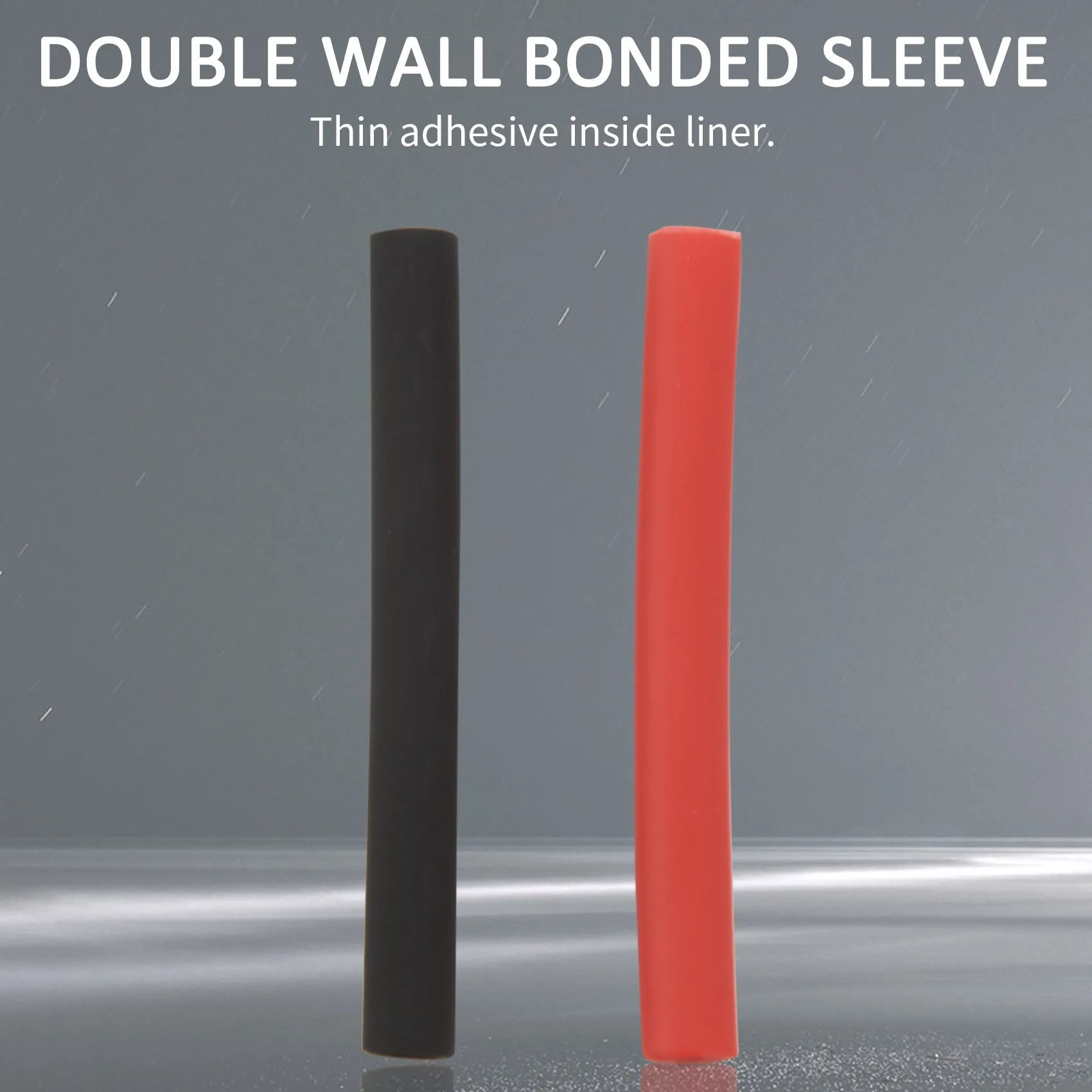 ABSE-270Pcs 3: 1 Shrink Ratio Dual Wall Adhesive Lined Heat Shrink Tubing Tube 6 Size 2 Color KIT Black Red