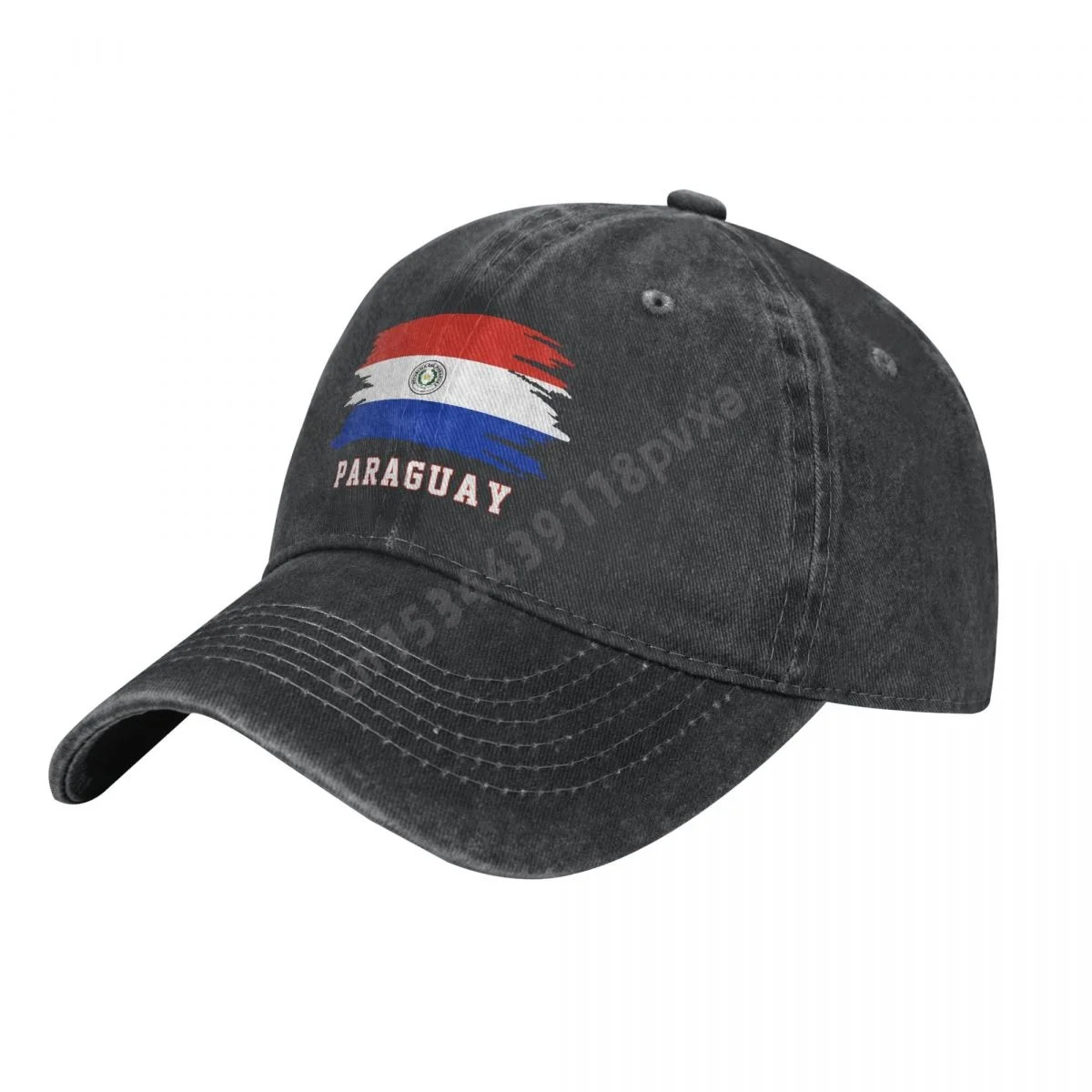 Paraguay Flag Paraguaian Unisex Adult Charcoal Washed Denim Baseball Cap Men Classic Vintage Cotton Dad Trucker Hat