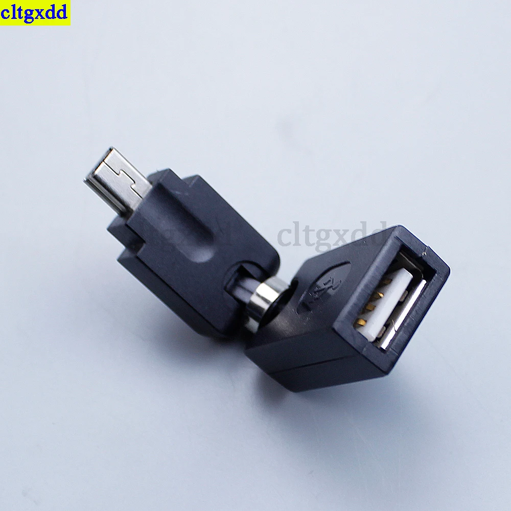Cltgxdd 1 pezzo angolo di rotazione di 360 gradi mini 5 pin a USB 2.0 cavo dati adattatore OTG per auto, lettore di schede USB esterno di navigazione