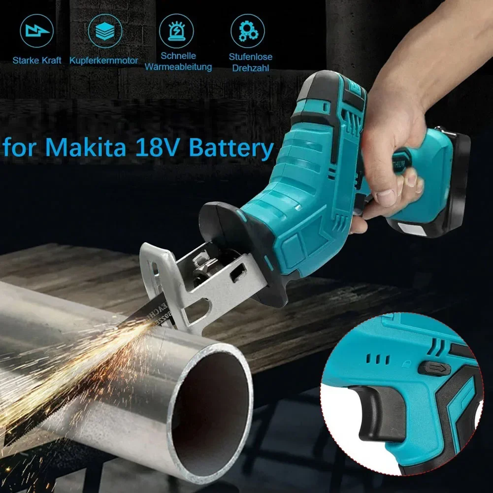 

100mm Cordless Electric Reciprocating Saw, 3000rpm Variable Speed Metal Wood Cutting Tool, Compatible With Makitas 18V Battery