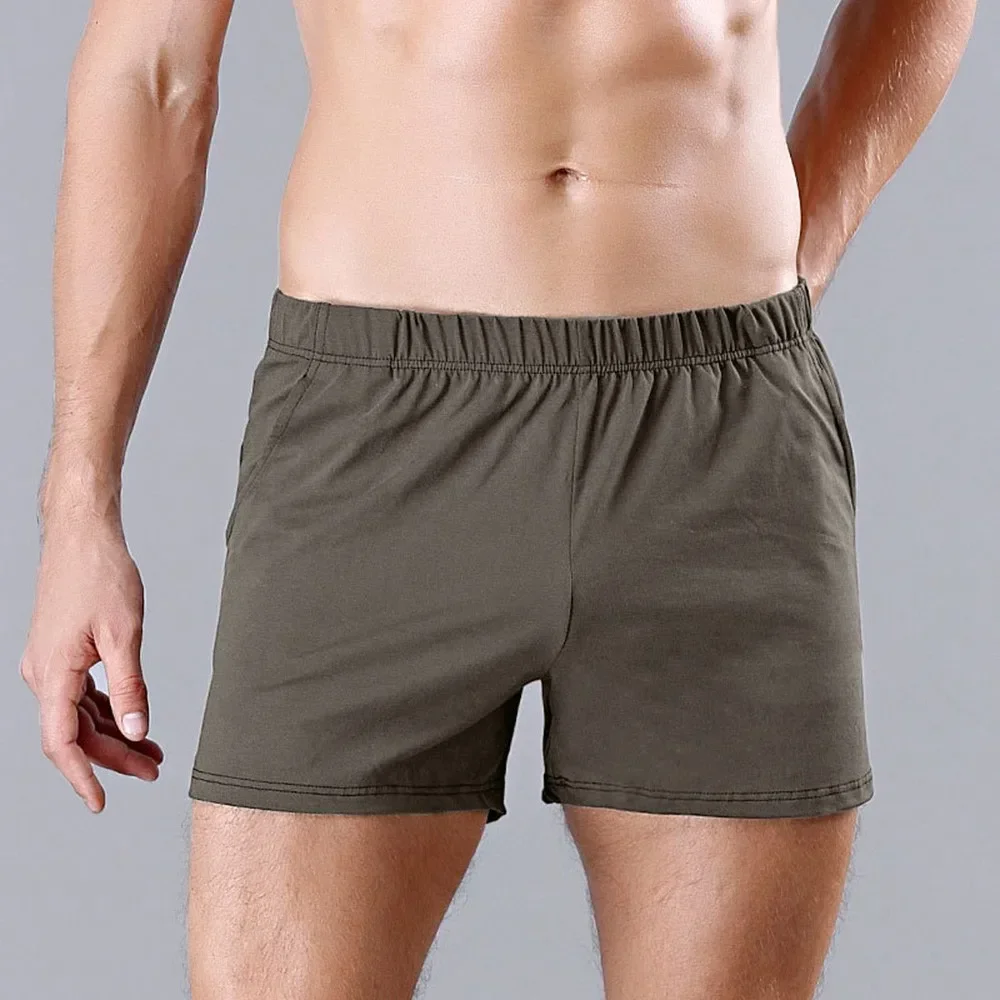 Pantalones cortos informales de verano para hombre, pantalones cortos de algodón suave transpirables de Color sólido, ropa de dormir para hombre