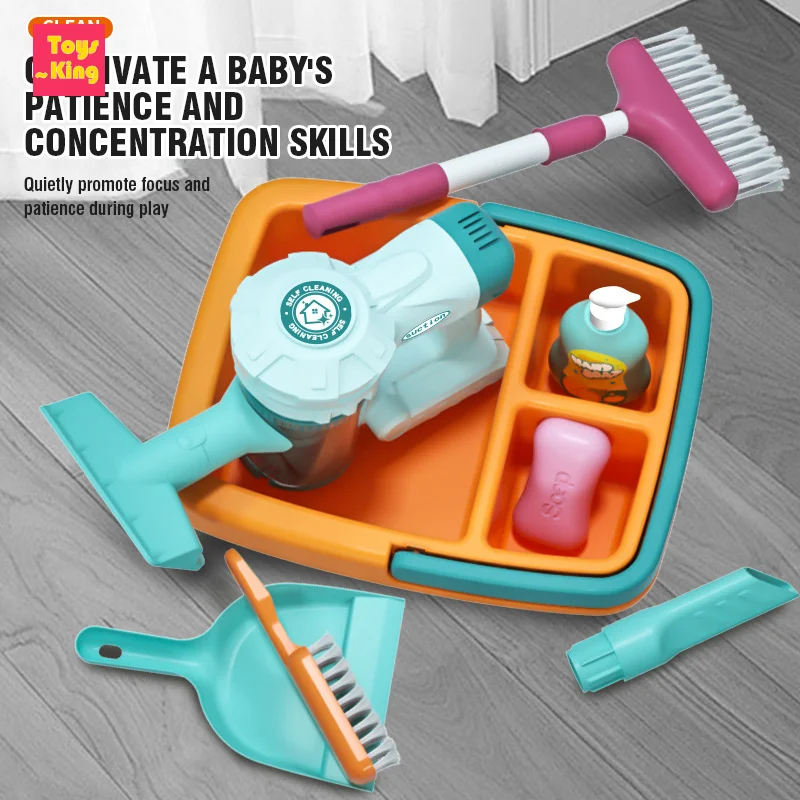 11 peça conjunto simulação limpeza limpeza limpeza brinquedos para crianças aspirador de pó rpg vassouras esfregões jogando casa jogo presentes