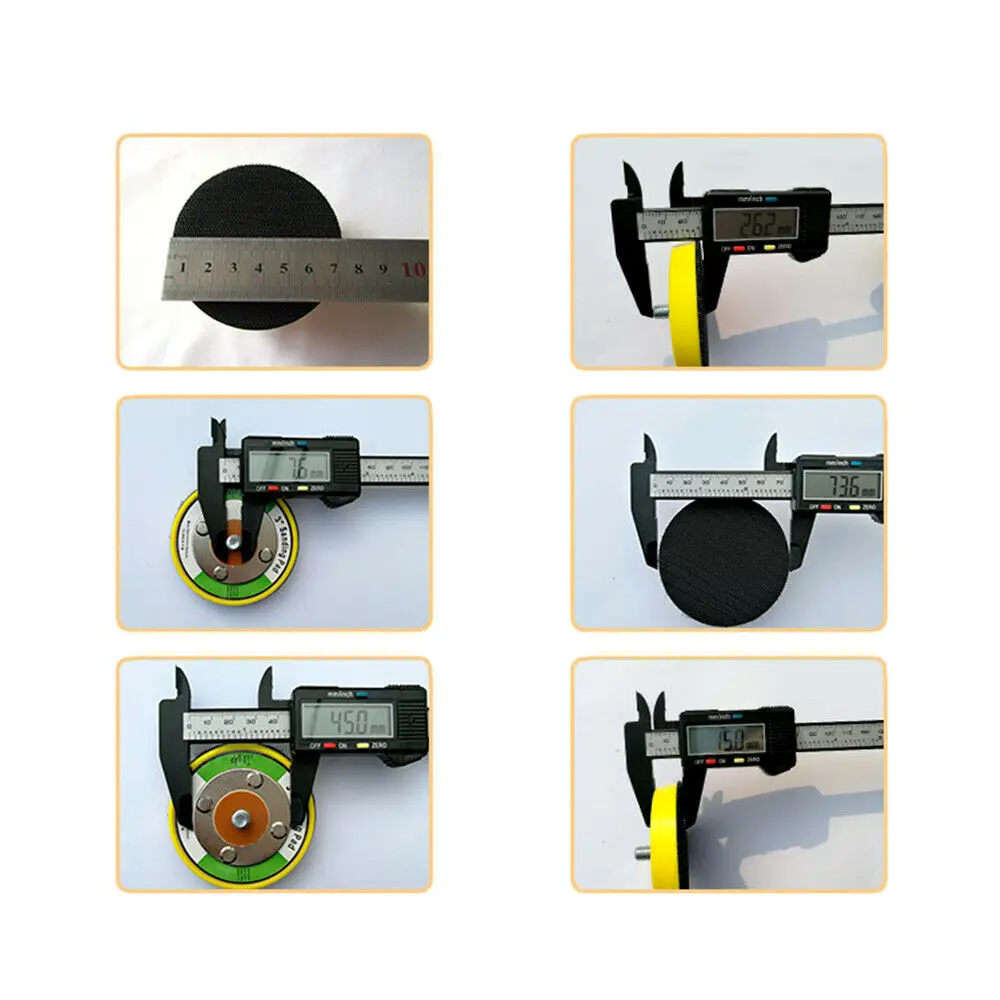 Bantalan Penyangga Pemoles Penghalus Amplas Kait & Loop 3 "Inci 75Mm dengan Ulir M8 untuk Pelat Amplas Abrasif Ampelas Ampelas Udara
