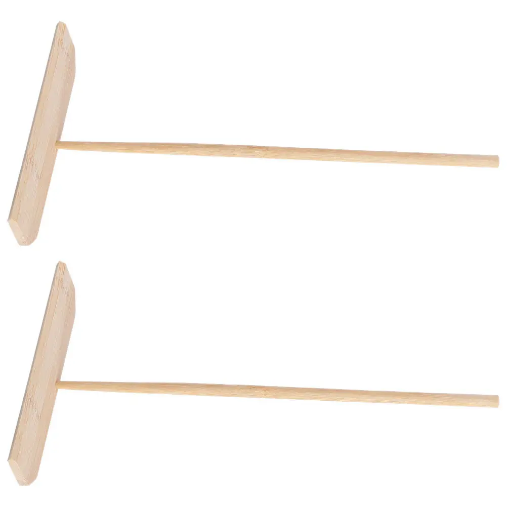 2Pcs Bamboo Crepe Spreaders T Shaped Pancake Turners Even Spreading Kitchen Utensils for Pancakes Omelettes Fruit Crepes Baking