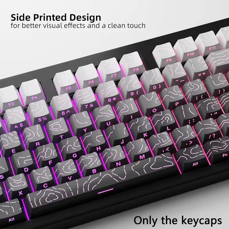 133-Key PBT Keycap Set, MX Mechanical Keyboard Compatible, OEM Profile, Side-Print Backlit Color-Coded, for Gaming & Office (Key