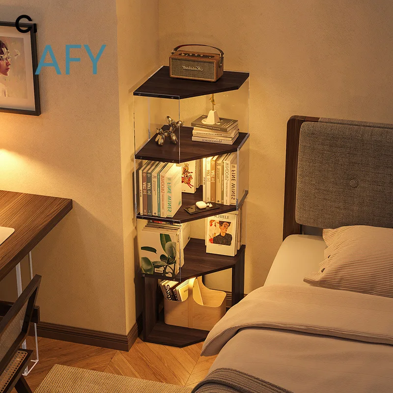 Corner Cabinet Bookshelf Floor Shelf Solid Wood Bookcase Locker for Home Office Living Room Bedroom Storage Display