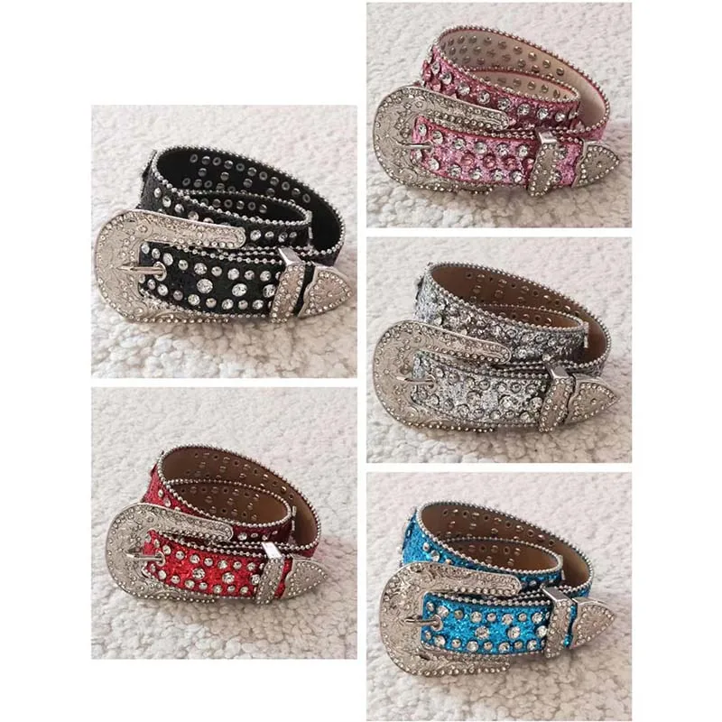 Baby Girl Wholesale Kids Western Adjustable Belt Toddler Children Rhinestones Waistband