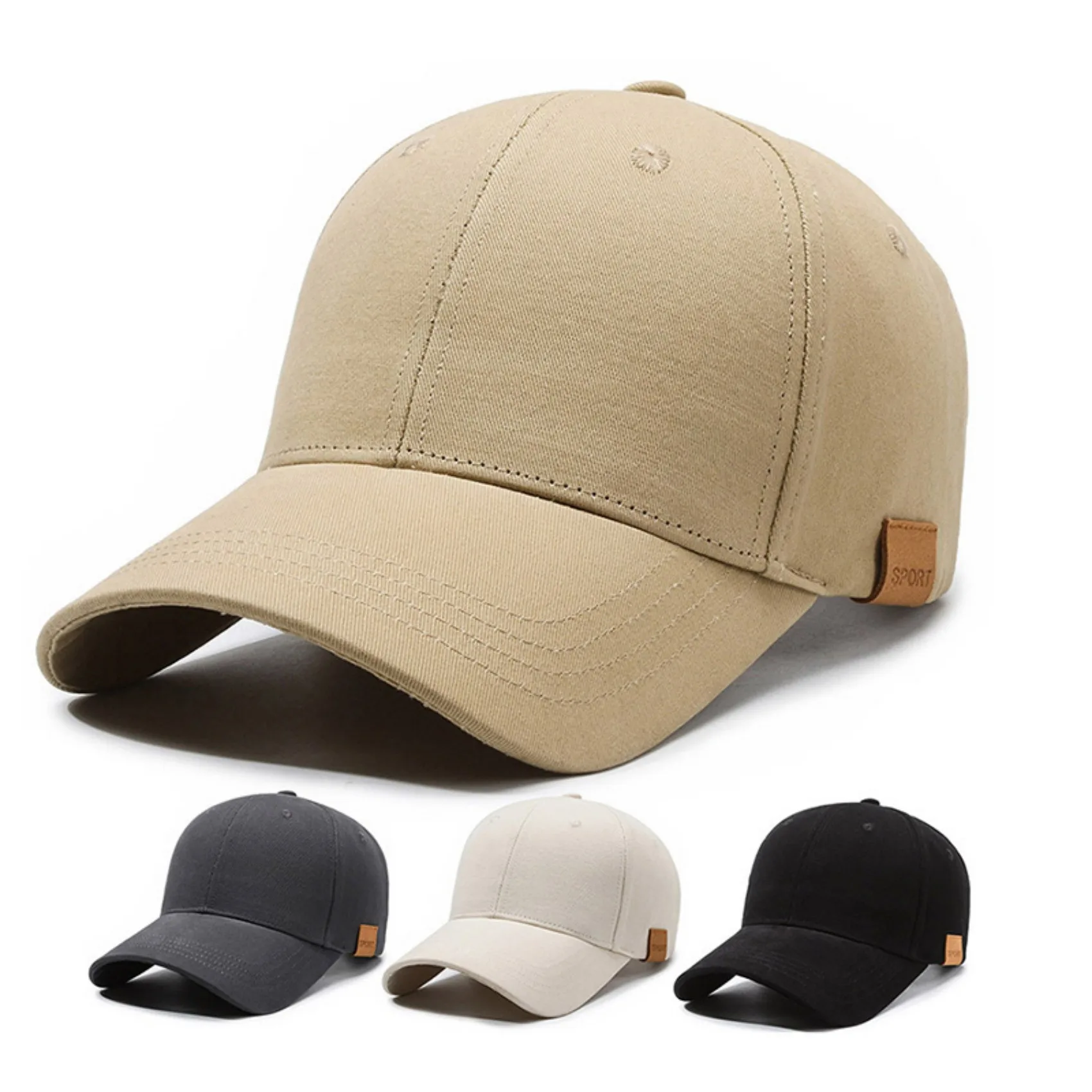 Man Solid Color Baseball Cap Sun Protection Adjustable Lightweight Cotton Blending For Sports Woman Street Trend Hip Hop Cap