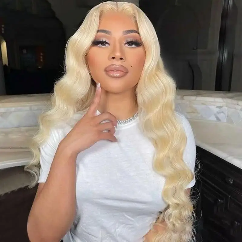 613 body wave 13x6  lace frontal human hair Wig for women 40 inch ash blonde Neddie preplucked cheap wigs on sale clearance