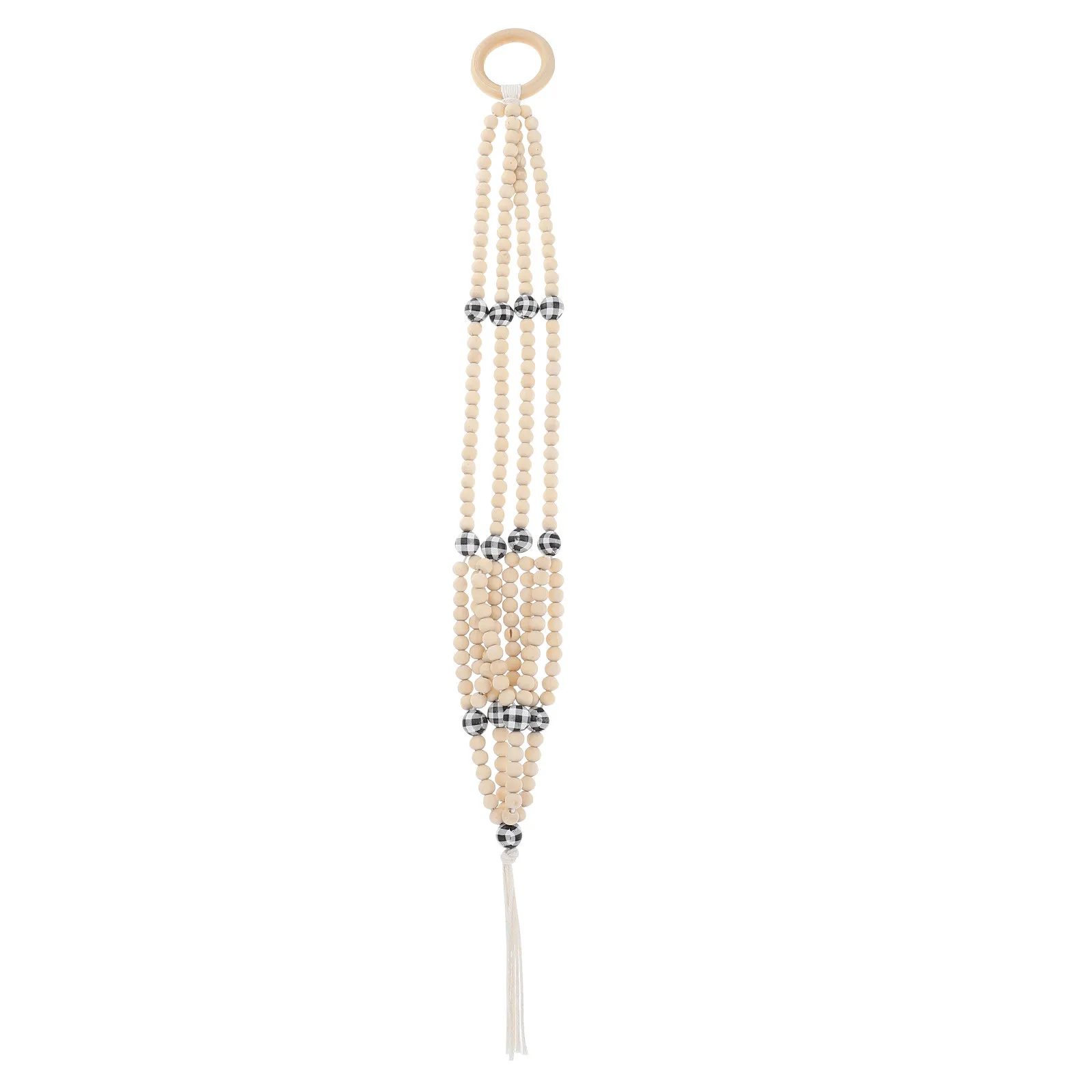 Macrame Plant Hanger Wood Beaded Flower Pot Hanger Handcrafted Wall Mount Hanging Holder Decorative Indoor Plant Display
