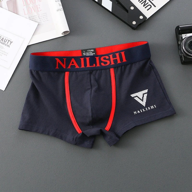 Men\'s Cotton Underwear Boxers Letter Trend Mid Waist Comfortable Underpants Shorts Sexy Fashion Panties