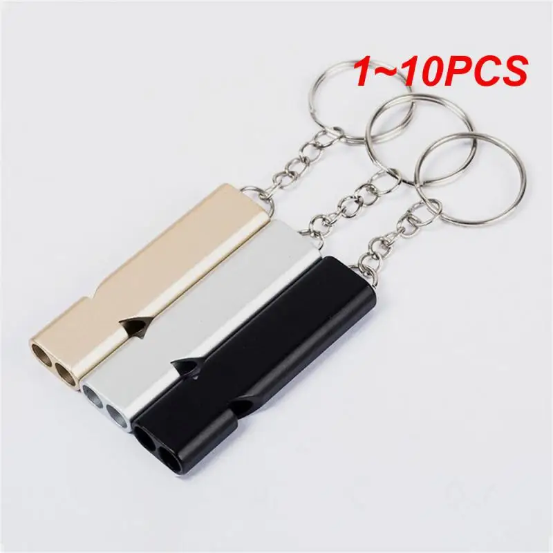 1~10PCS Outdoor Survival Whistle Aluminum Alloy Double Tube  Dual-frequency High Volume Hiking Camping First Aid Whistle