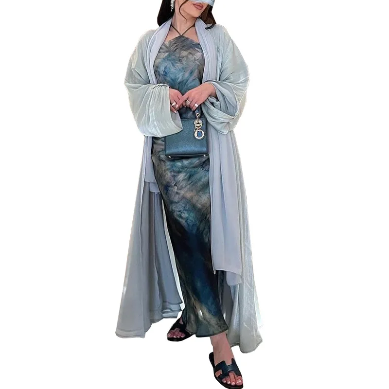Roupas femininas da moda marroquina do oriente médio, robe árabe islâmico muçulmano, abaya dubai, vestido de seda brilhante, roupa de luxo dubai