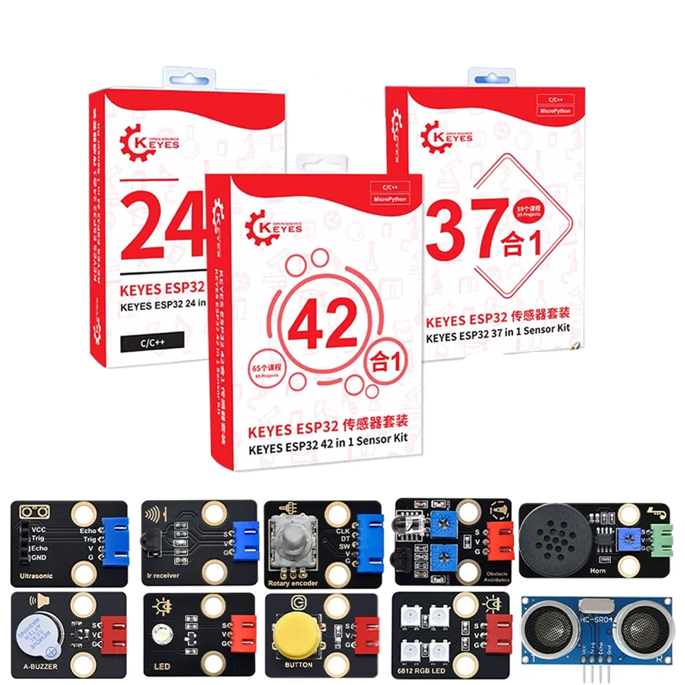 

Комплект датчиков разработки ESP32 IoT WiFi с программированием MicroPython — 42/37/24-в-1, совместимые с Arduino, строительные блоки