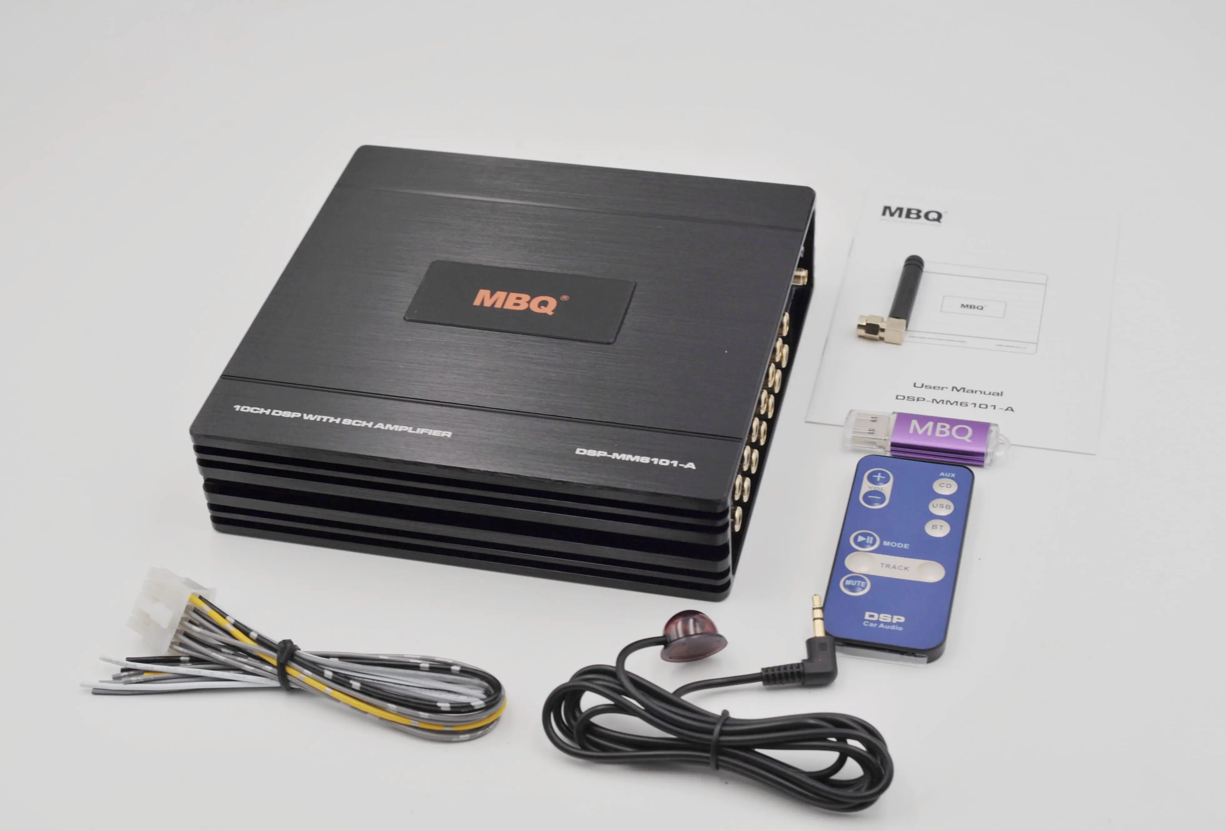 MBQ Car audio DSP amplifier 10-channel RCA/ 8-channel high level output / 31-segment EQ computer mobile phone debugging speaker