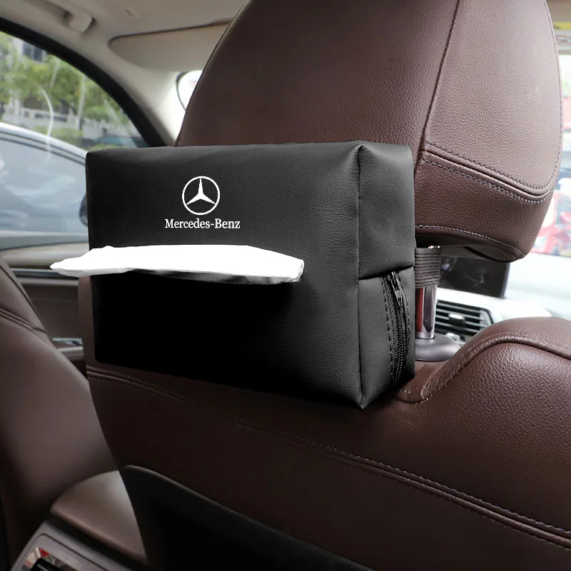 Car Tissue Box Leather Hanging Storage Bag Accessories For Mercedes Benz AMG GLE GLS CLS GLC CLA GLA GLK ML C197 R231 W167 W247