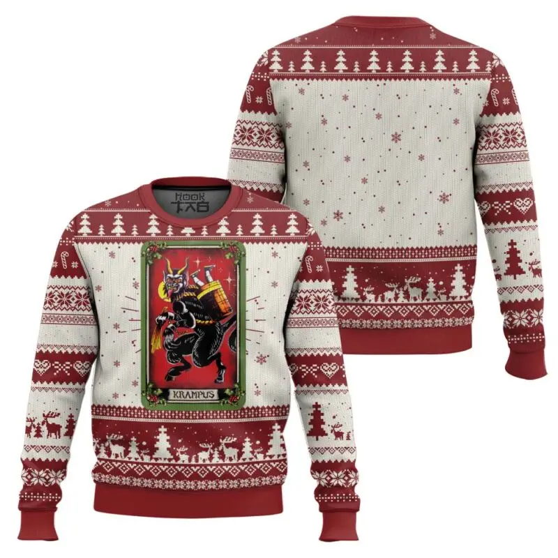Merry Krampus Naughty Brat Ugly Christmas Sweater Funny Holiday Party Pullover Plus Size Sweater for Men Womens Xmas Gift 2026