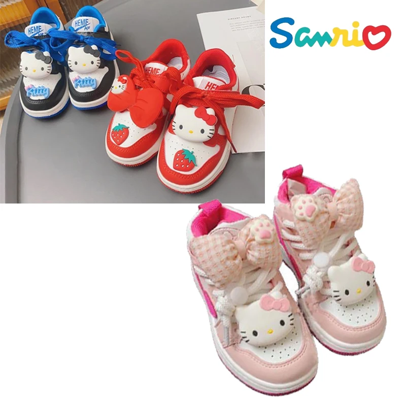 Kawaii Anime Sanrios Hellokittys Casual Sports Kid Running Shoes Soft Bottom Girl Sneakers Spring Autumn Light Walkingshoes Gift