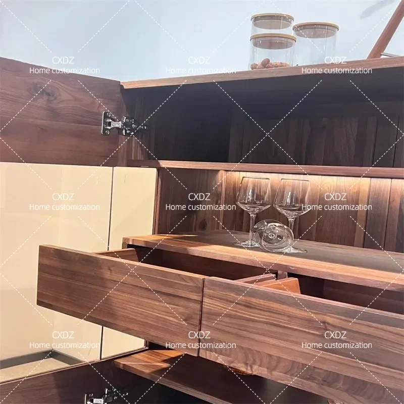 North American Black Walnut Solid Wood Dining Side Wine Cabinet Living Room Multi Functional Storage Locker Porch Cabinet