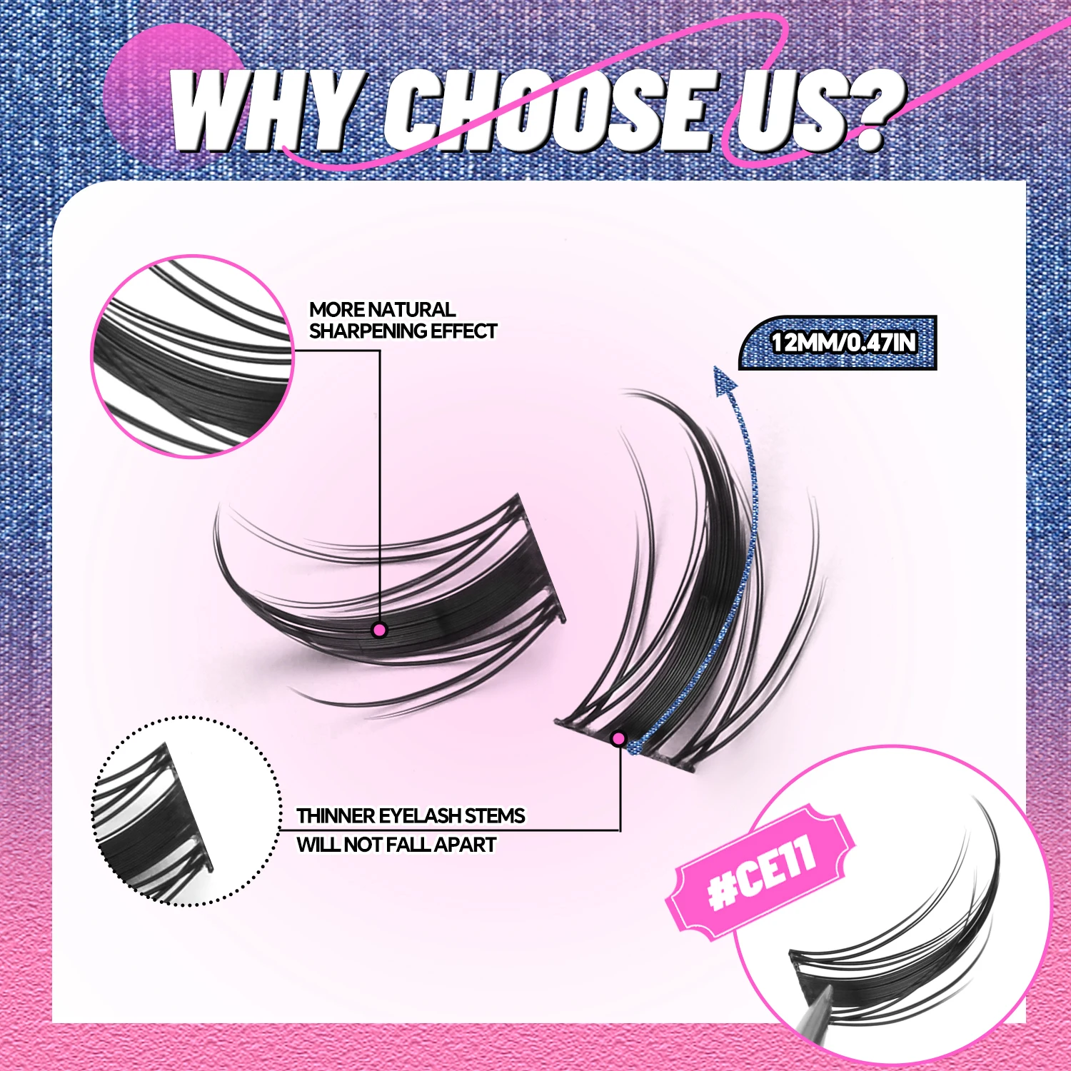 GROINNEYA Ciglia a grappolo Volume naturale Ciglia individuali Vassoio misto Ciglia a grappolo Ciglia naturali fai da te Estensione ciglia