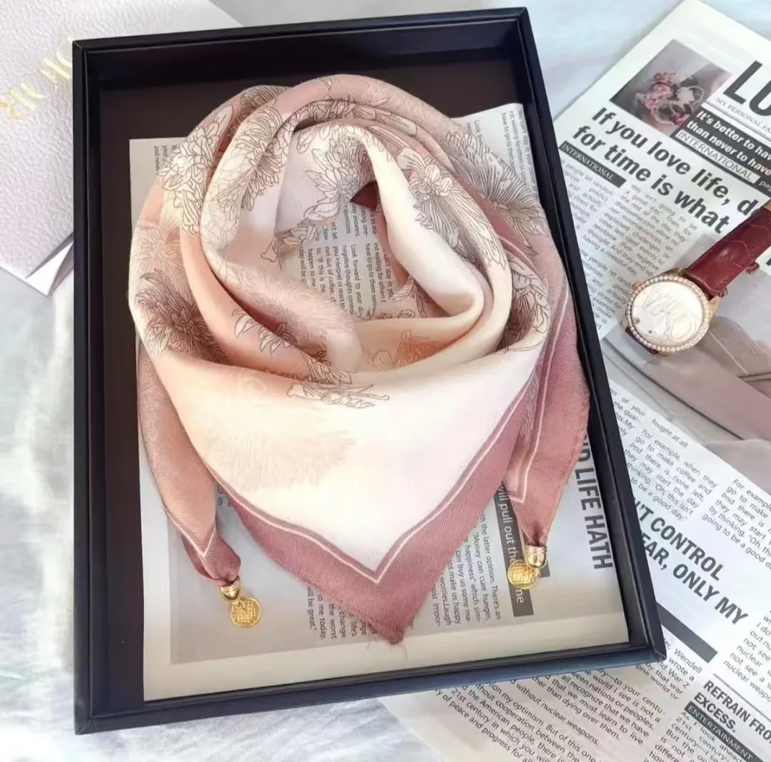Luxury Magnetic Buckle Silk Scarf - Lightweight Breathable Square Scarf for Summer, UV Protection & Fashionable image 2