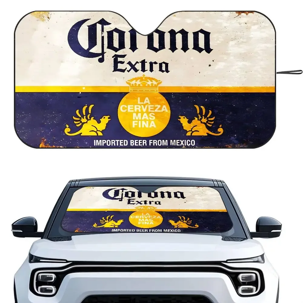

Beer c-Corona Logo Car SunShade Heat-insulating Aluminum FilmReusable Suction Cup Blocks UV Rays Car Sun Visor Protector