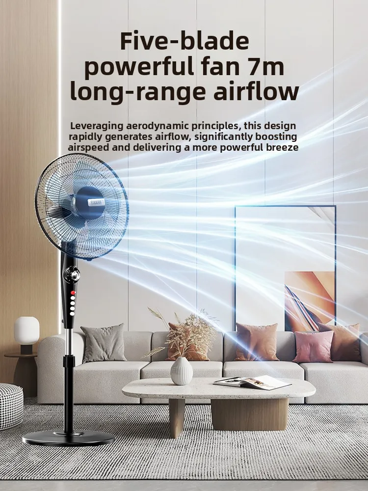 220V Red Double Happiness Floor Fan Powerful Wind Quiet Operation Oscillating Stand Fan for Home Dormitory