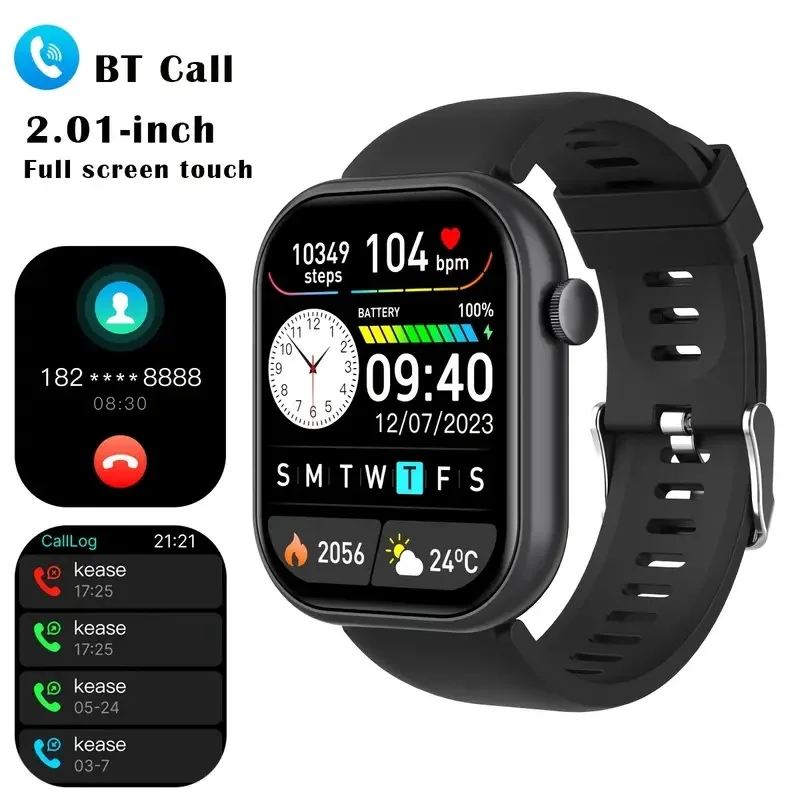 Wireless Smart Call Watch Full Screen Touch Voice Music Playback Adaptable to Smartphone Rechargeable Sports Cycling Running