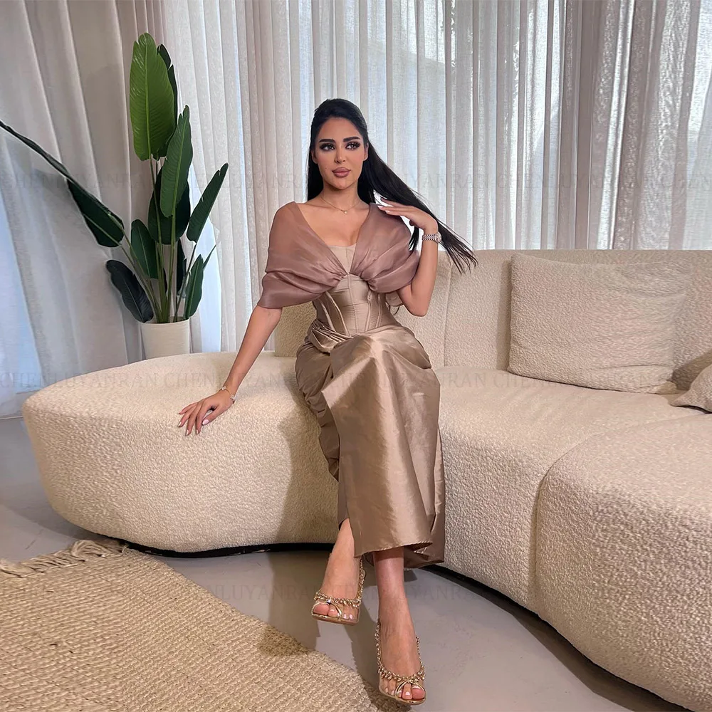 

MOLISA Customized Prom Dresses for Women Off The Shoulder Pleated Party Gowns Ankle Length Fashion Straight Evening Dresses