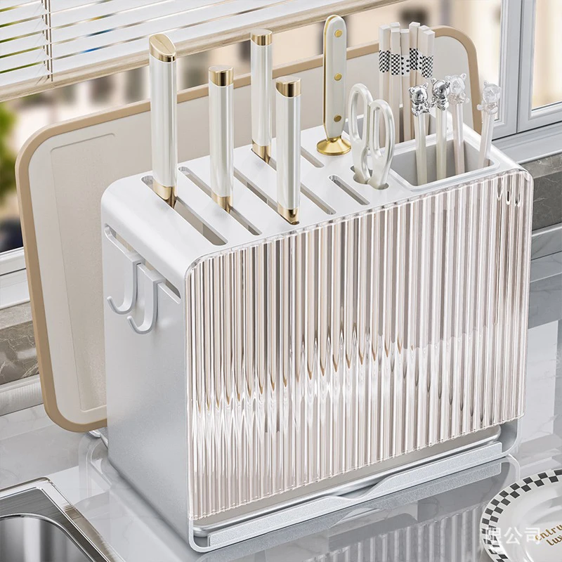 

Kitchen Knife Tool Storage Rack Multi purpose Utensils Kitchen Cutlery Storage Cylinder Acrylic Installation-free Knife Holder