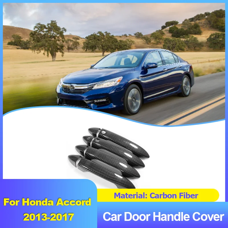 

Chrome Car Door Handle Cover Trim Carbon Fiber Car-Styling Exterior Parts Accessories for Honda Accord 9th 2015 2016 2013~2017