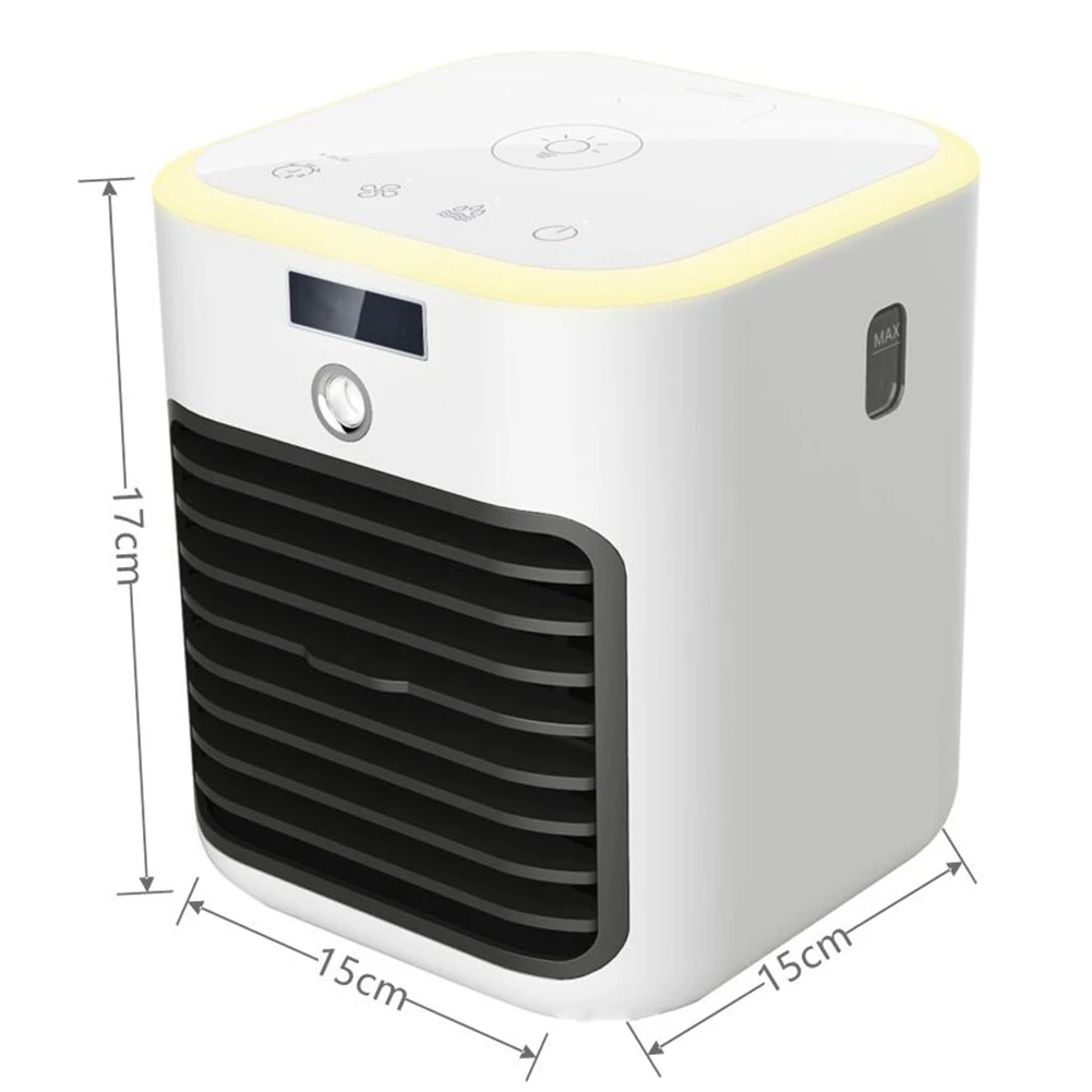 Ar Condicionado Móvel com Luz LED, Mini Refrigerador de Ar, Ventilador de Refrigeração Purificante de Ar, 5 em 1