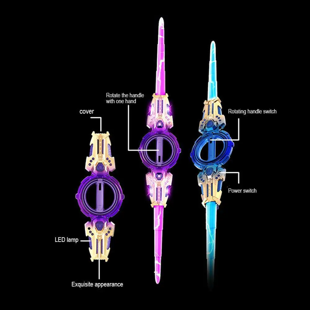 Nuevo juguete espada giratoria brillante, Flash multicolor, luz LED brillante, espada de Cosplay, juguete interactivo familiar para fiesta para niños y adultos