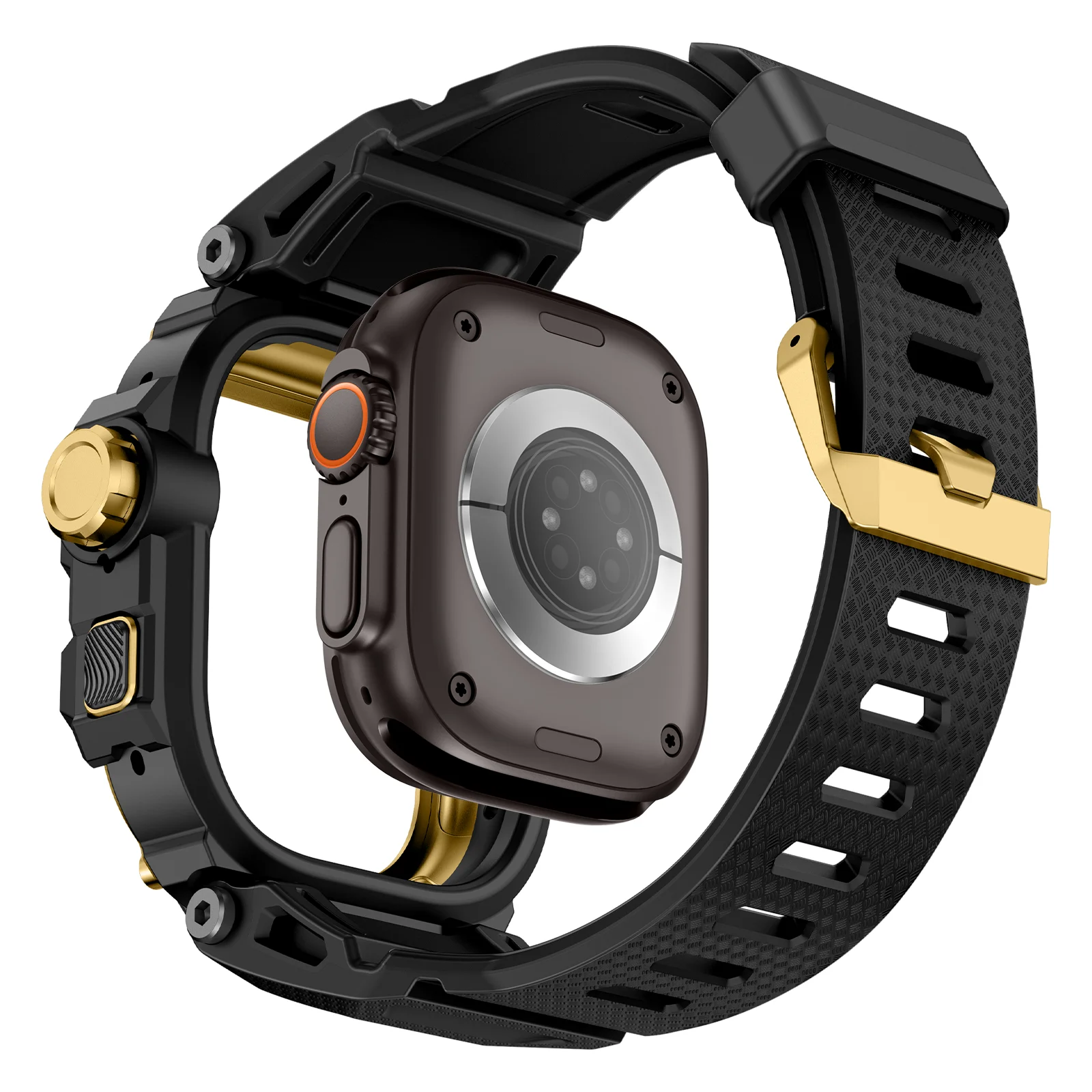 Taktisches Armband für Apple Watch Ultra 4/3/2 49 mm, Silikonarmband + Metall-Schutzhülle, Smartwatch-Zubehör, Armband für die iWatch-Serie. – Detail 8