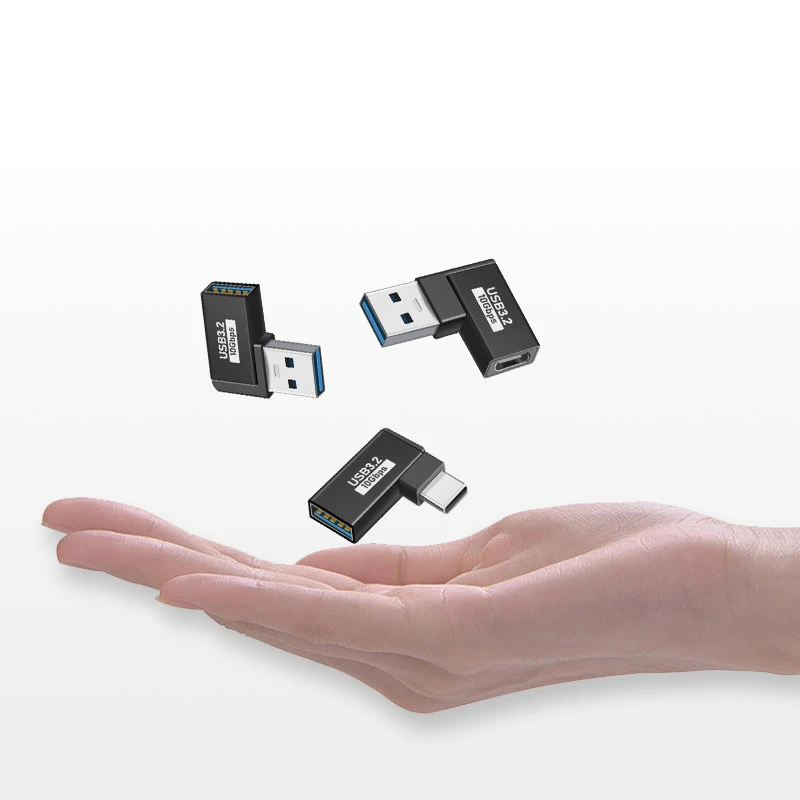 USB Adapters U-Shape Straight Angle 90 Degree Adapter USB Female To USB Male 10Gbps Fast Data Adapter Converter Charging Adapter
