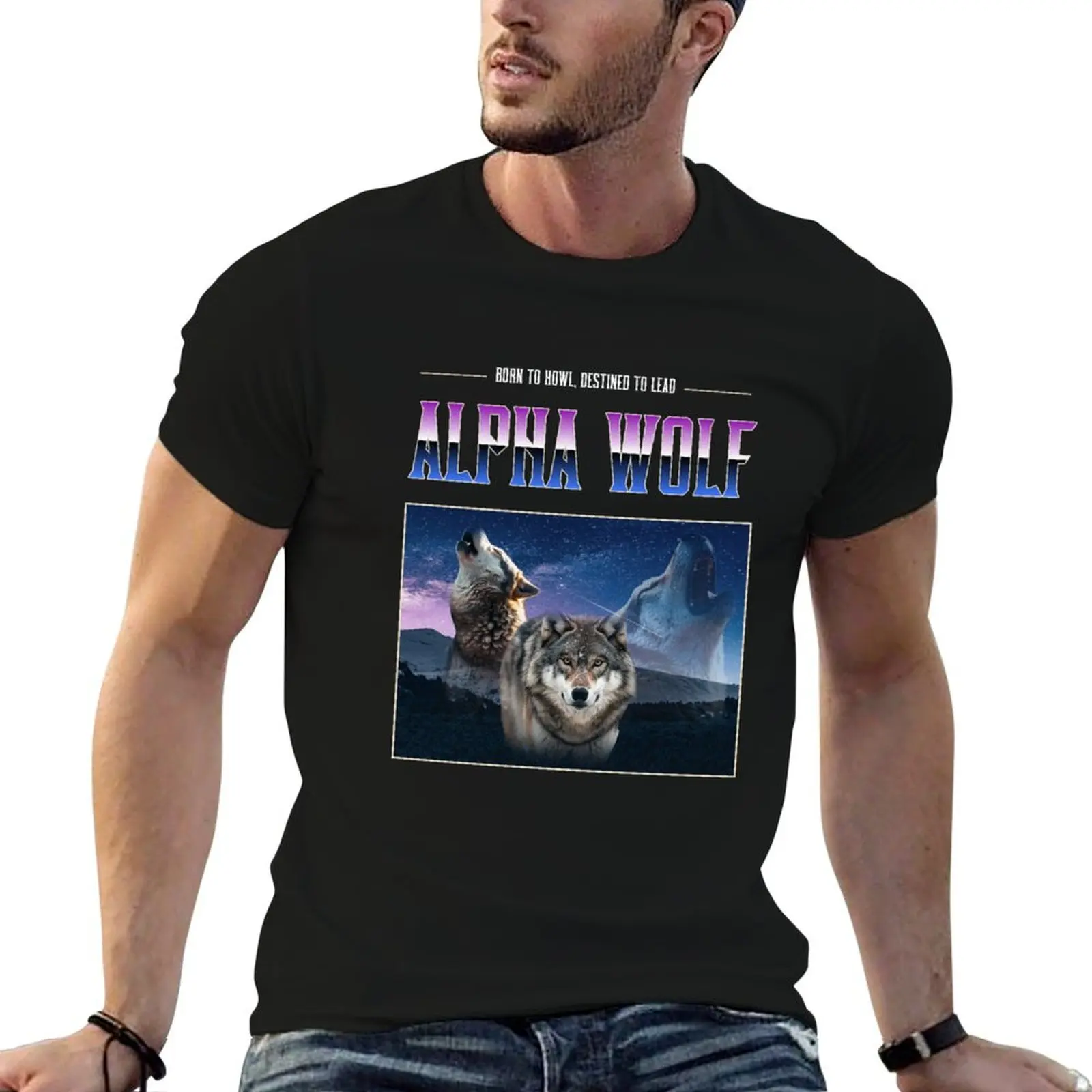 Born to howl, destined to lead, Alpha wolf T-Shirt Soft Durable Cotton T-Shirt