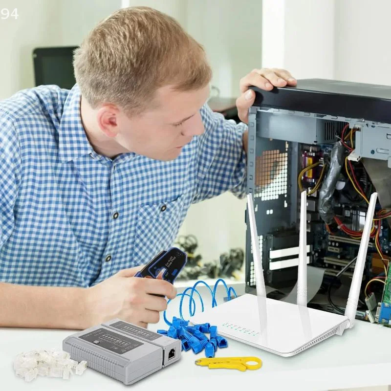 Набор инструментов Ethernet RJ45 для обжима и тестирования сетевых кабелей Cat5e Cat6 Cat6a 8P8C
