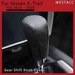 Genuine Leather Car Gear Head Shift Knob Cover for Nissan X-trail Xtrail T32 2014 2015 2016 2017 2018 2019 2020 AT Accessories