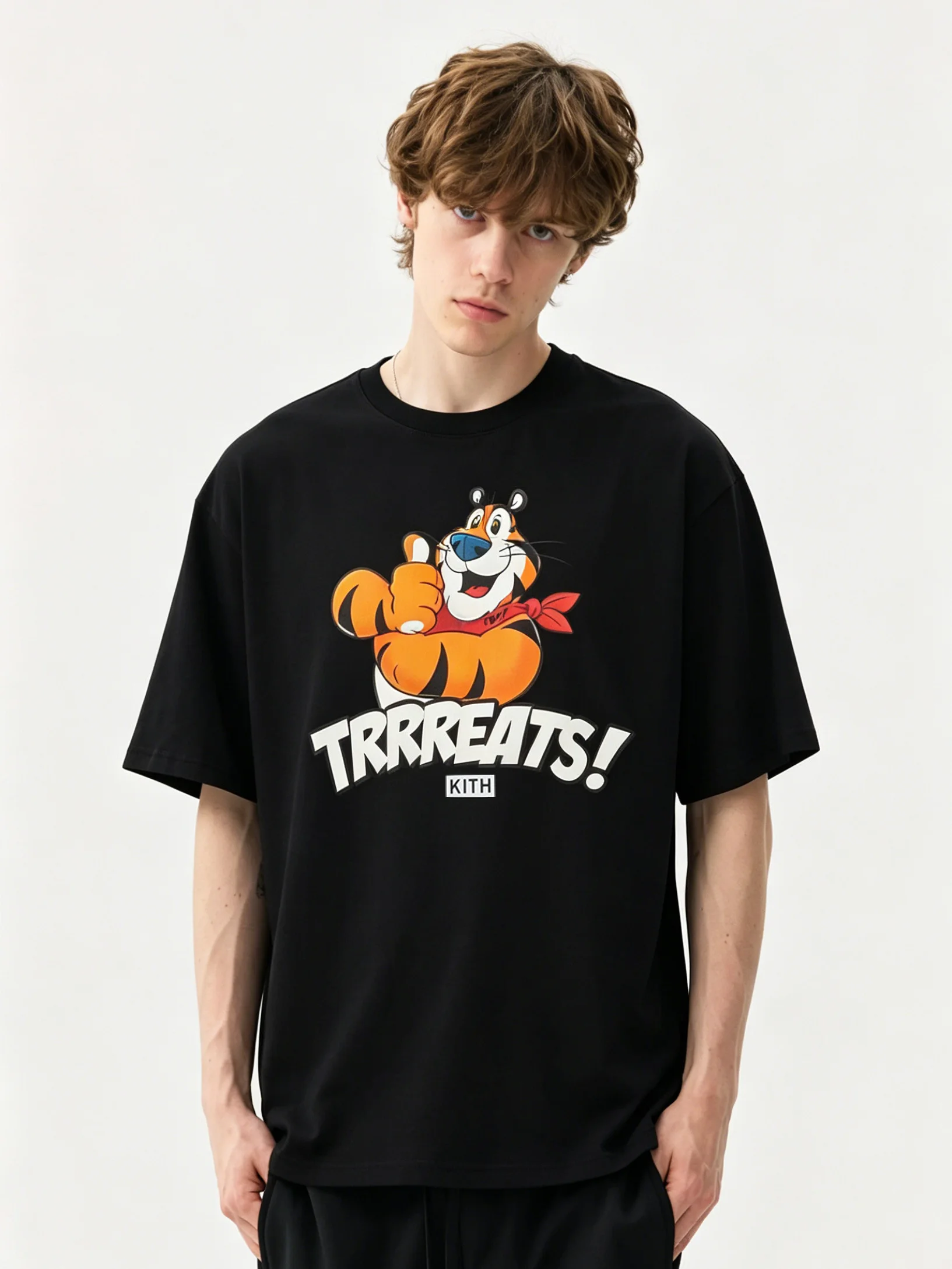 KITH Treats American High Street Summer Casual Cotton Short Sleeve T-Shirt Unisex Cartoon Print Loose Fit round Neck Tee