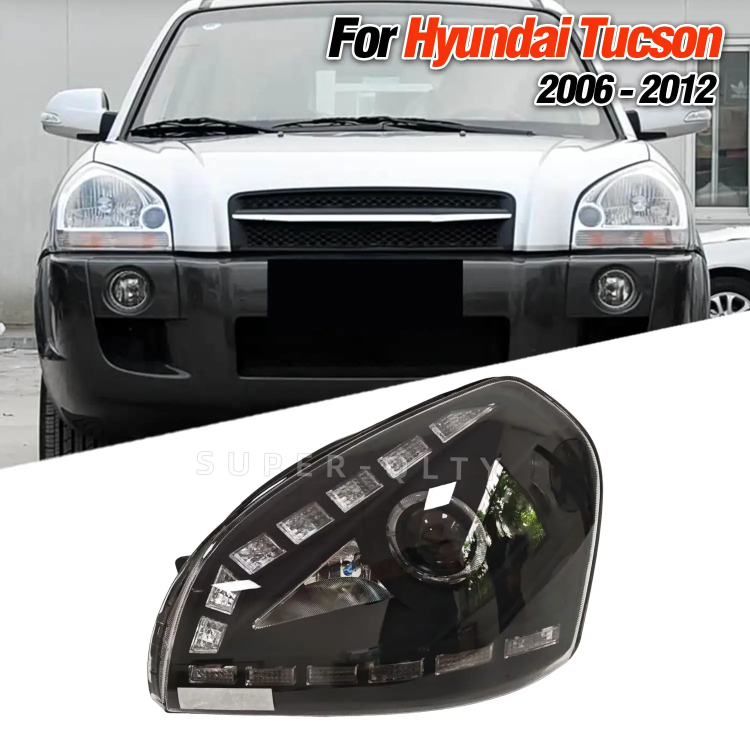 Headlights For Hyundai Tucson 2006-2012 Headlamp Upgrade Daytime Running Lights LED Car Light Assembly 2 PCS