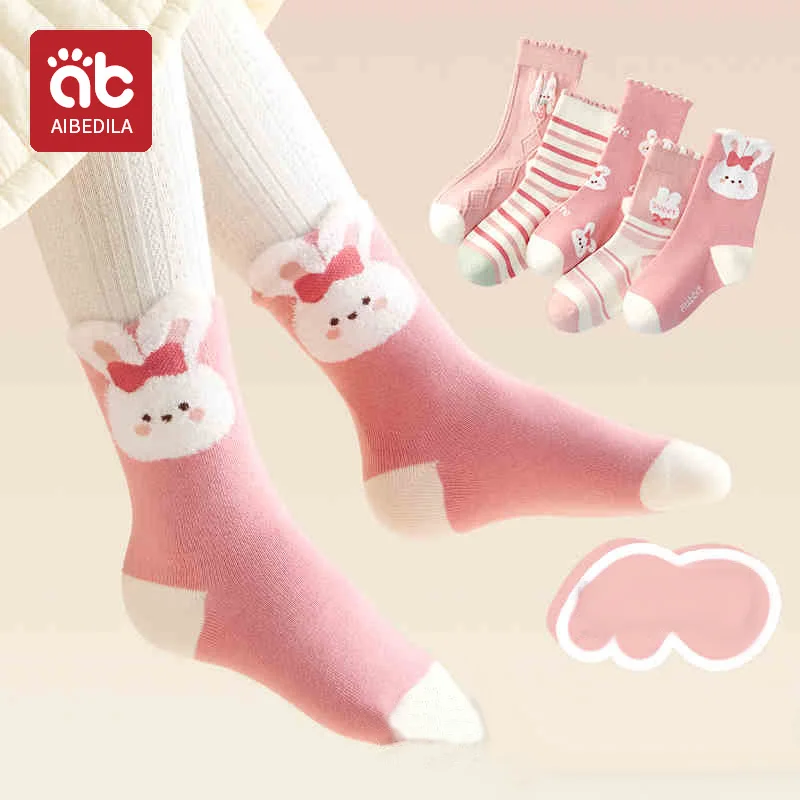 Aibedila 1-12y Kinder socken reine Baumwolle Mädchen 5 Paar Herbst Winter Baumwolle Baby Herbst Mid Tube Socke neue Prinzessin Kinder socken