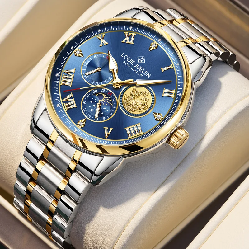 Men's Quartz Watch with Luminous Hands Date Function Starry Sky Dial Waterproof Wristwatch for Men Fashion Casual Business Wrist