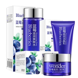 BIOAQUA 3PCS Blueberry Face Skin Care Set Day Cream/ Toner/ Facial Cleanser Shrink Pores Acne Treatments Moisturizing Anti-Aging