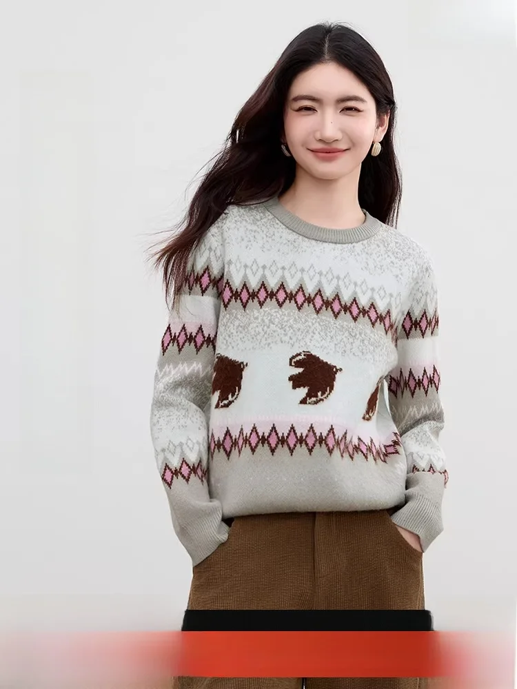 

Retro Color Blo Knitted Sweater Women's Winter Commute Thi Long Sve Casual Top Warm Sli Commute Faion Ladies' Kn...